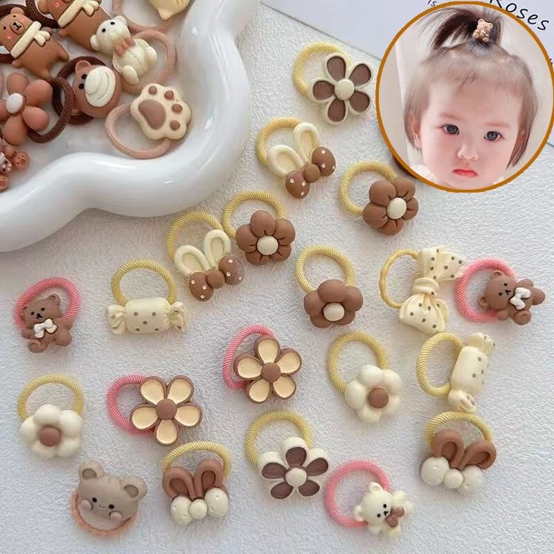 Lote de 20 Diademas con Diseño de Osos y Conejos, Bandas Elásticas para el Cabello con Flores y Lazos para Niñas, Accesorios y Adornos para el Cabello de Bebés y Niñas