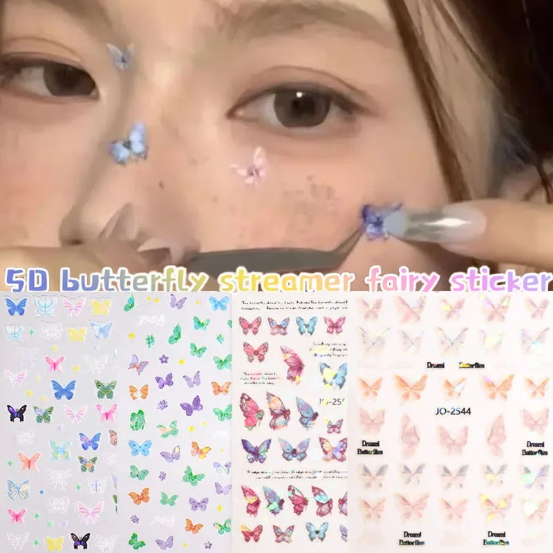 

Аврора бабочка лицо макияж наклейки прочные лазерные сказочные наклейки тисненые наклейки для дизайна ногтей фестиваль вечерние украшения наклейки