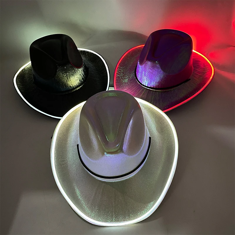 Беспроводная светодиодная ковбойская шляпа, ночной клуб, маскарад, аксессуары в американском стиле, ковбойские шляпы в стиле вестерн, светящаяся розовая ковбойская шляпа
