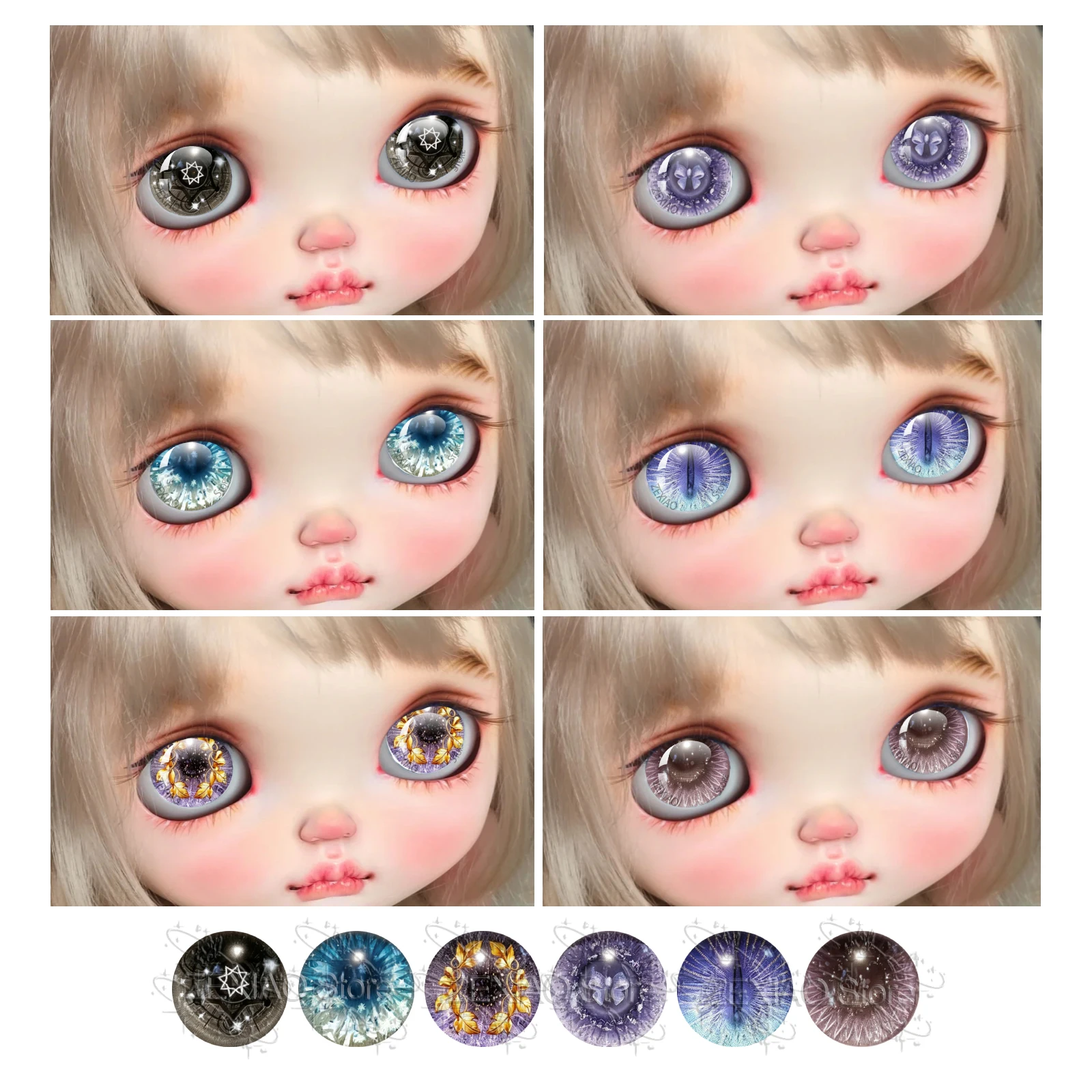 6Pairs Creative Pattern Eyes Blythe Doll Pupil Eye Chips 10MM-40MM Glass Eye DIY Jewelry Making Supplies Items Wholesale MS011