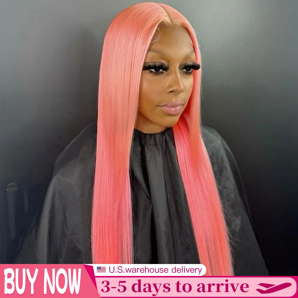 Pink Straight Lace Front Wig Human Hair 13x4 Hd Transparent Lace Frontal Wigs Human Hair Wigs for Black Women Hot Pink Human Hair Straight Wig