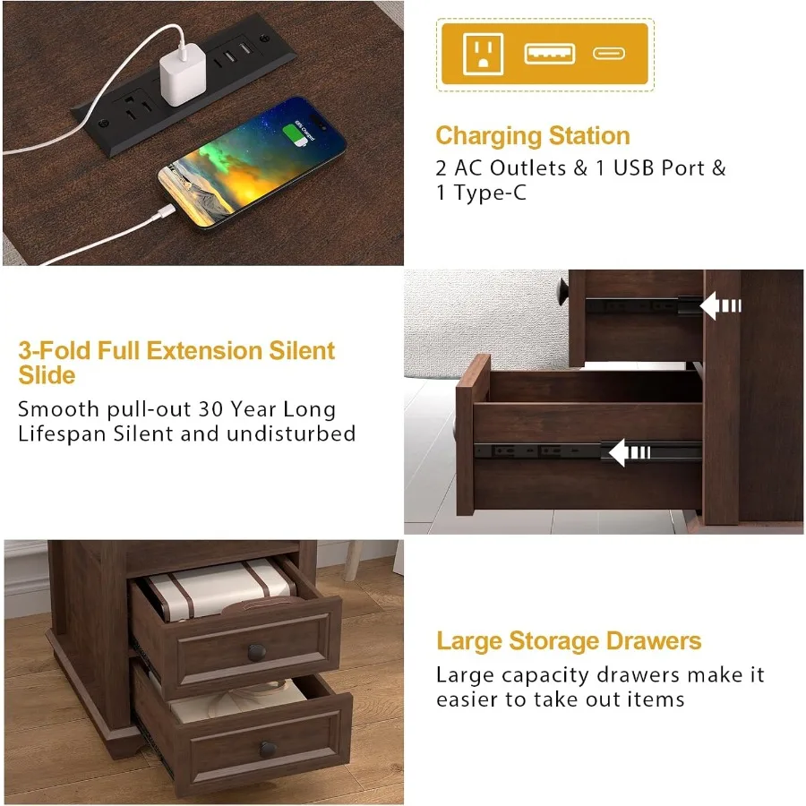 حامل ثلاجة مقاس 18 بوصة × 18 بوصة مع حامل ثلاجة للتخزين يتميز بمنظم درج محطة شحن سريع وثلاجة المشروبات #6