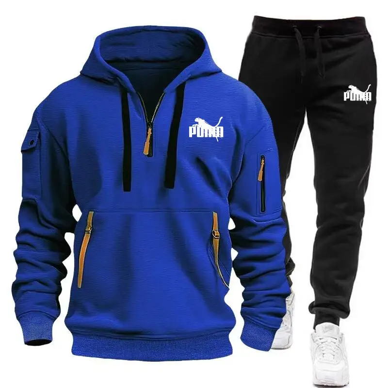 2025 New Men's Sets Hoodies Pants Two Piece Suit Zipper Fashion Brand Sweatshirts Pullovers Sportswear Man Tracksuit Large Size