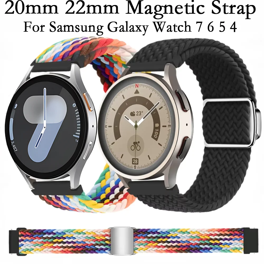 20 مللي متر 22 مللي متر المغناطيسي مضفر حلقة حزام لسامسونج غالاكسي ساعة 7 6 5 4 قابل للتعديل معصمه هواوي ساعة 5 4 3 برو GT5-4-3 46 مللي متر #1