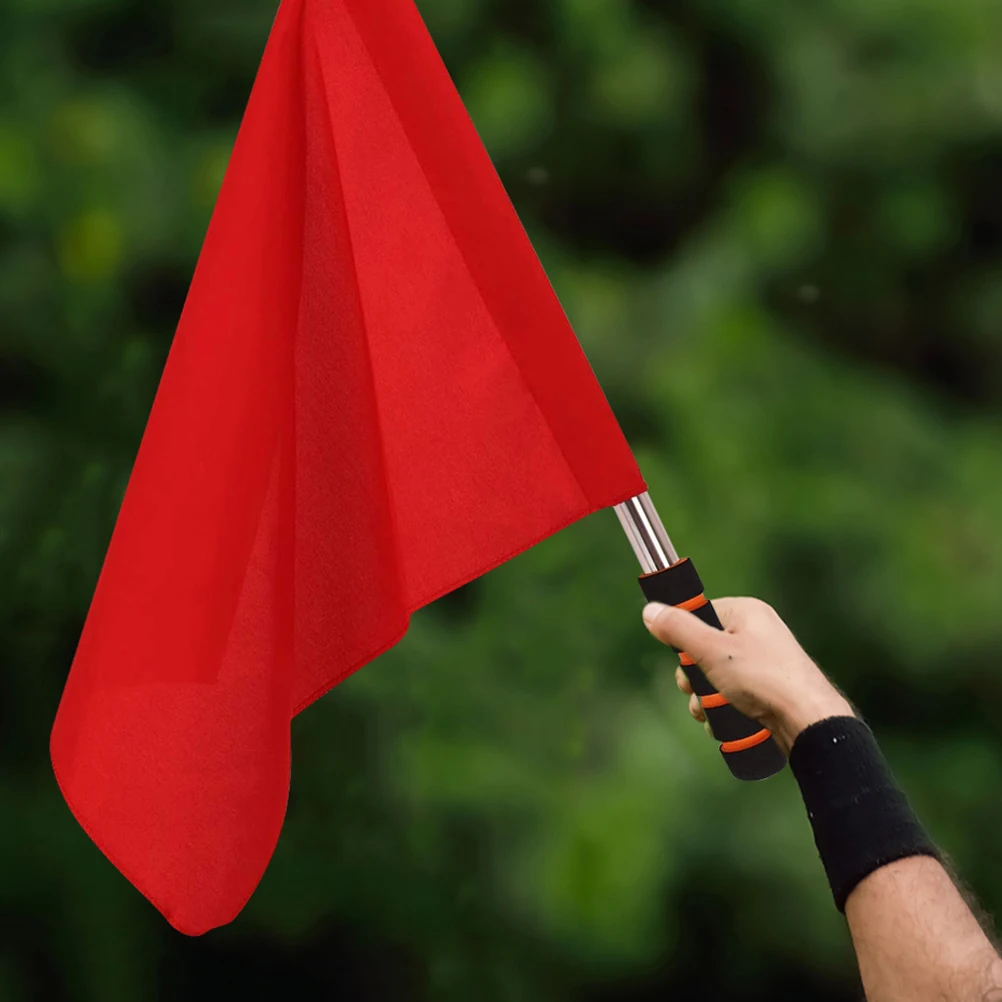 

3pcs Bright Color Flags Durable Waterproof Cloth Sponge Handle Stainless Steel Grip Referee Flag Stick Soccer Racing Conducting