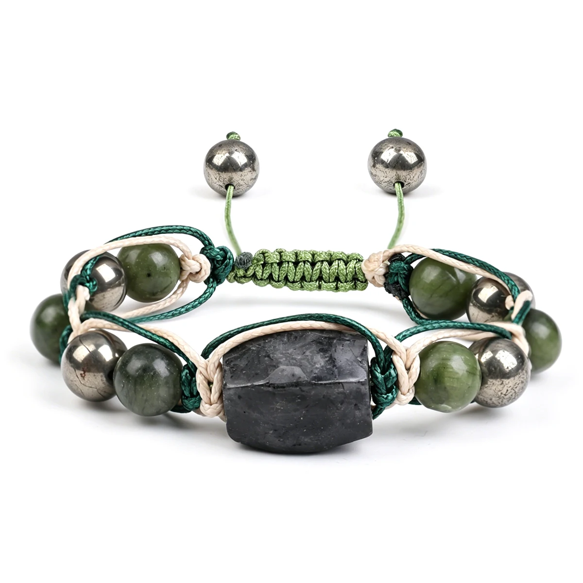 Herren-Armband aus Natürlichen Edelsteinen: Energiestein Tigerauge, Obsidian, Gelber Kristall, Handgefertigter Männerschmuck als Geschenk – Detail 18
