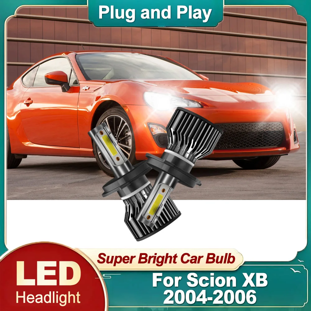 

2PCS Car LED Headlight 6000K White H4 High Low Beam Headlamp 30000LM 300W For Scion XB 2004 2005 2006 Plug and Play Car Light
