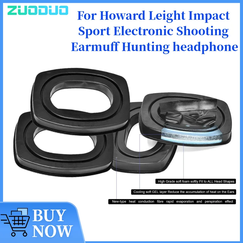

ZUODUO Replacement Mesh /Ice gel /Leather Ear Pads for Howard Leight Impact Sport Electronic Shooting Earmuff Hunting Headphones