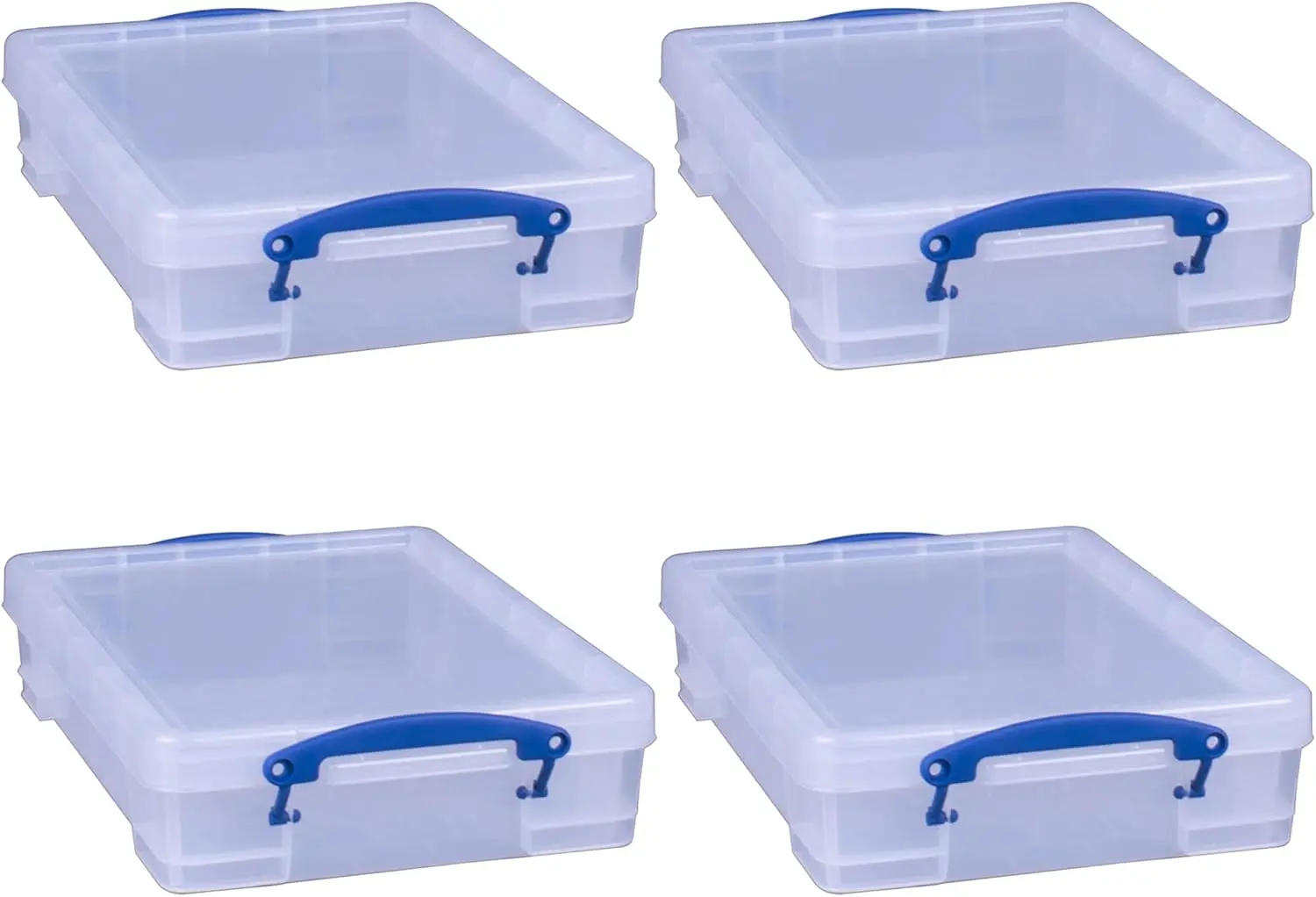 

Набор из 4 прозрачных пластиковых контейнеров для хранения, 4 л, штабелируемые, с защелкивающейся крышкой и ручками-защелками для организации дома и офиса