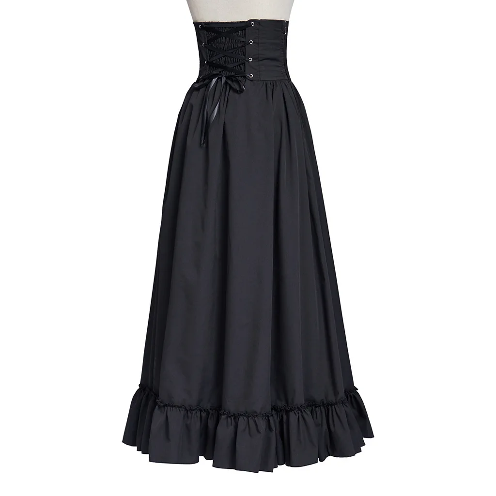 2025 europeu americano vitoriano vestido longo de cintura alta gótico rendas saia evasê estilo gótico