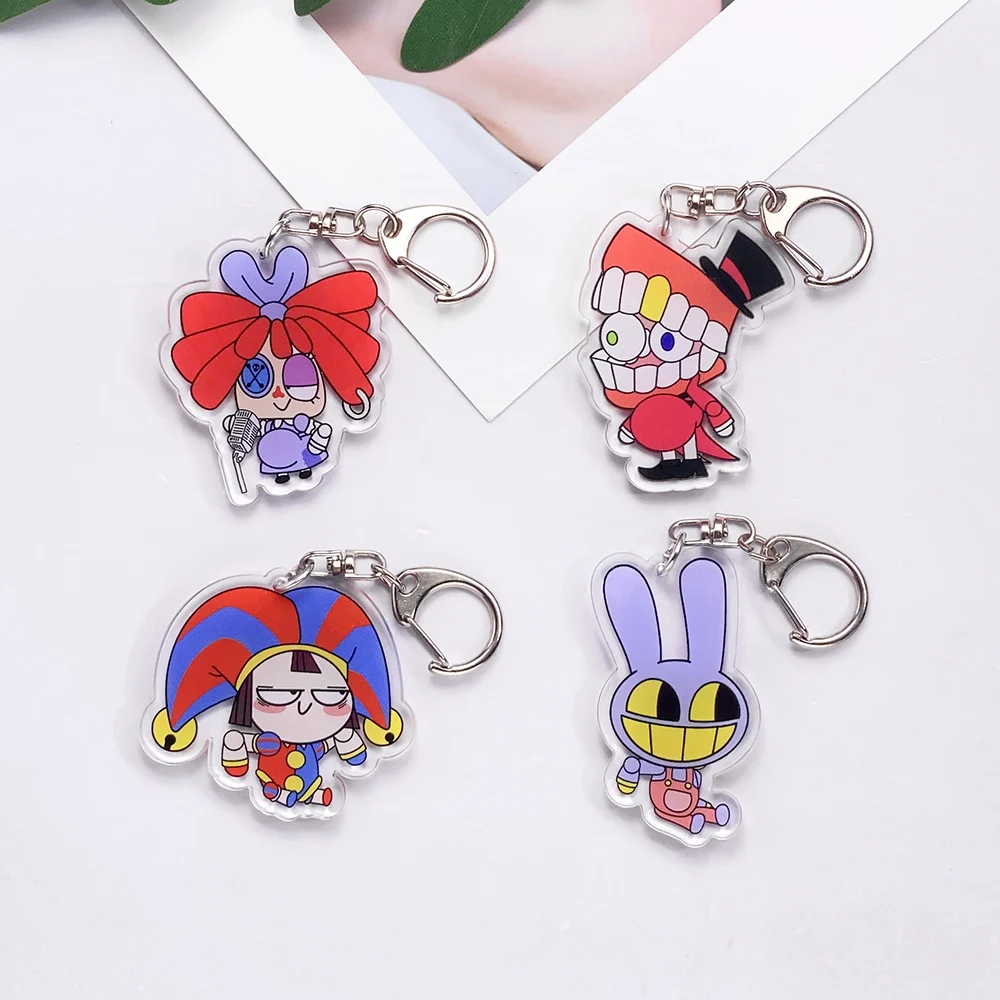 شخصيات كرتونية مذهلة السيرك الرقمي الاكريليك سلسلة مفاتيح السيارة الملحقات حقيبة سحرية على ظهره قلادة كيرينغ هدايا لمحبي