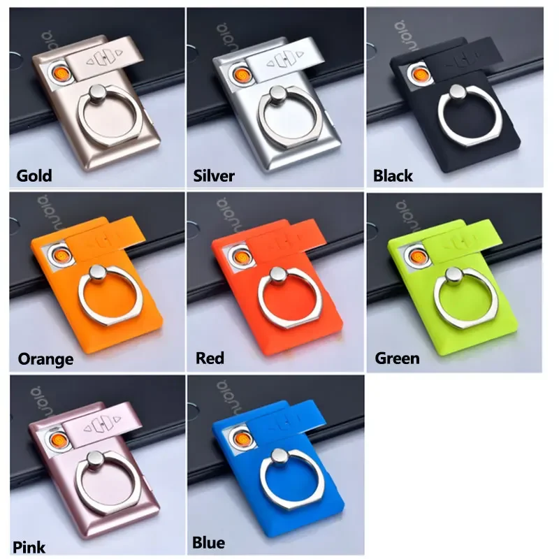 Multifunktions Wiederverwendbare Telefon Finger Ring Leichter 3m Aufkleber Wiederaufladbare Kreative Handy Ständer Halterung USB Zigarette Leichter