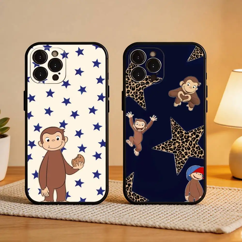 

C-CuriousS G-George Monkey Phone Case For iPhone17,16,15,14,13,12,Plus,Pro Max, 5G Others Soft Black Cover