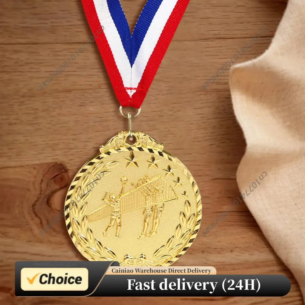 6.5cm Volleyball Medal Sports Rewards with Neck Ribbon Competition Awards Gold/Silver/Bronze Medal for Marathon Ball Games