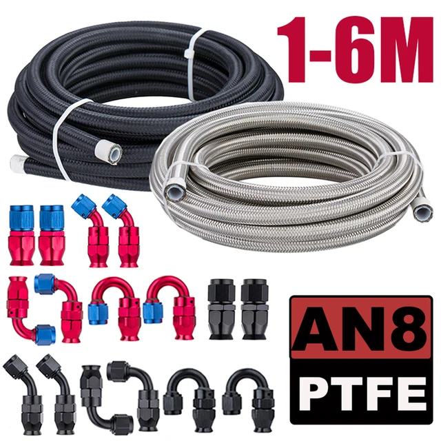 1-6M AN8 8AN nylonowa stal nierdzewna pleciona PTFE wyścigowa przewód hamulcowy E85 chłodnica oleju opałowego rury przewodowe adapter wąż z końcówkami obrotowymi