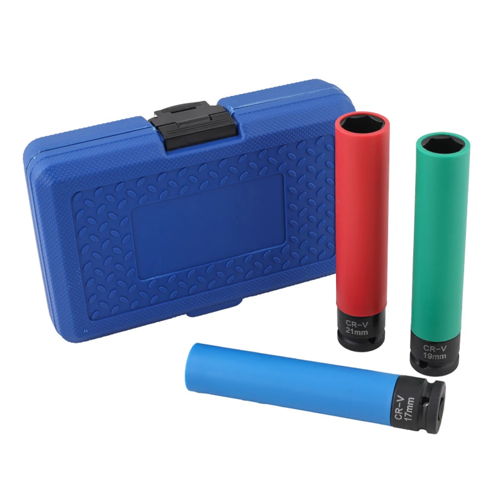 

Удлиненный набор гаек 150 мм, 3 шт. для автомобильной промышленности, для снятия шин с цветовой кодированным размером и защитным рукавом