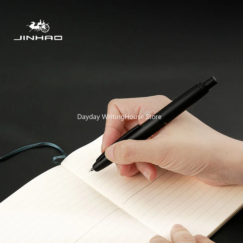 Imagem -02 - Jinhao-caneta-tinteiro de Metal Retrátil com Clipe e Conversor Tinta Escrita Gift Pen Grupo Preto e Branco ef f Nib 10 Imprensa Novo Estilo