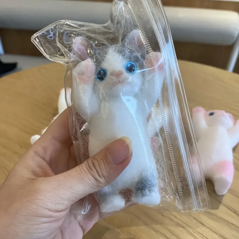 リフトアーム猫スクイーズおもちゃ - 手作り DIY 絵画猫 - TPR ウルトラソフトタッチ - 動物シリーズの新しいお気に入り、クリのための完璧なギフト