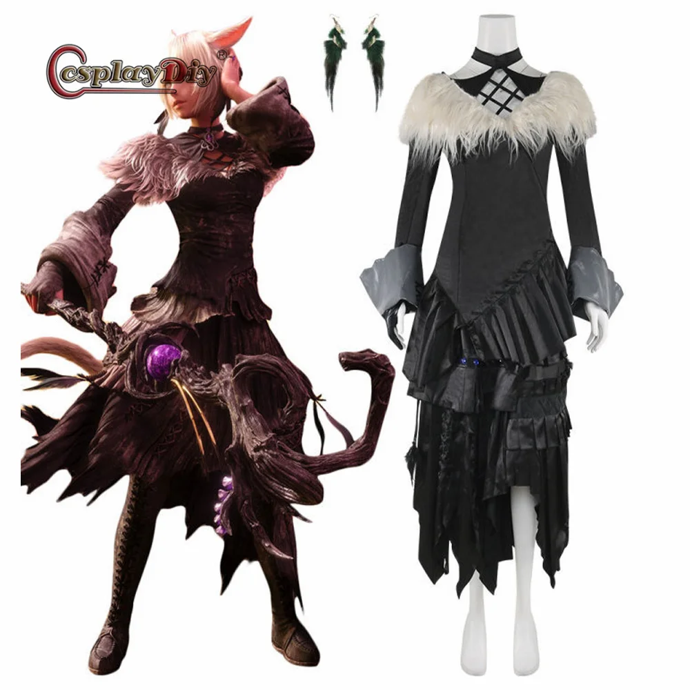 

Игра FF Y'shtola Rhul Косплей Костюм Женское Необычное Черное Платье Хэллоуин Повседневное Вечернее Платье