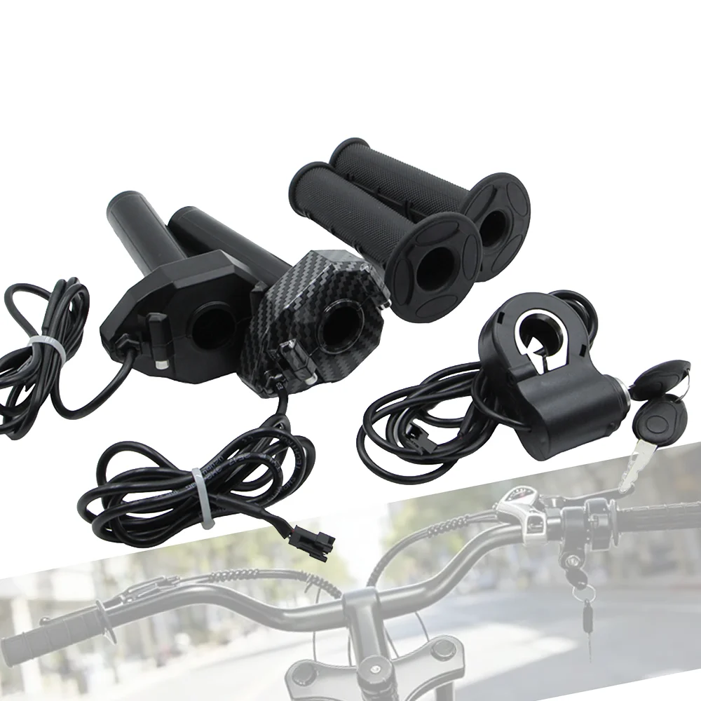 E-bike Full Twist Throttle Grip with Rolling Bearing & Key Ignition Switch for Ridstar Q20Q20Pro/H20 Electric Dirt Bike