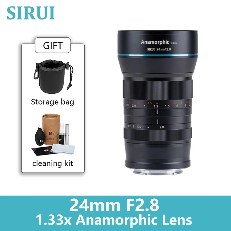 SIRUI 24mm F2.8 1.33x Anamorphic Camera Lens APS-C Manual Focus Lens For Canon EF-M Sony E Nikon Z Fujifilm XF M43 Cameras