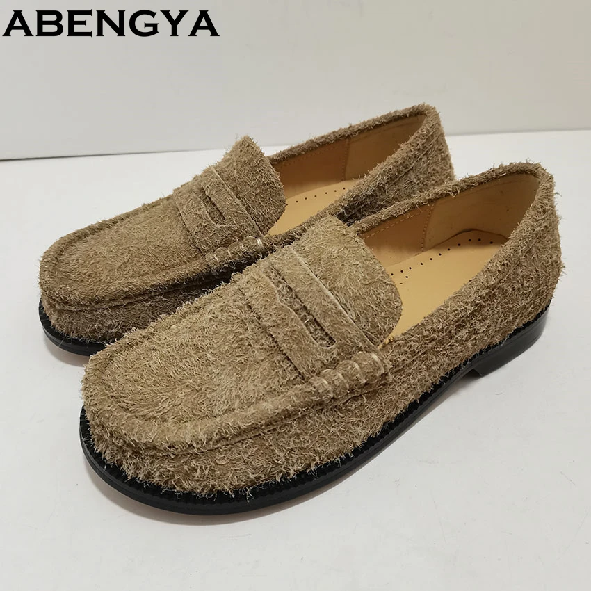 

Spring Autumn Suede Leather Loafers Women's Flat Casual Shoes Slip On Versatile Single Shoes Femmal Ballet Flats Shoes Women