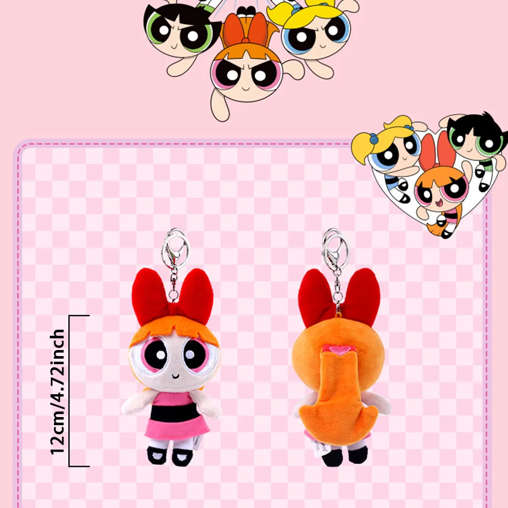 Porte-clés de poupée en peluche PowerPuff Girls Z, dessin animé, bulle, fleur, mignon, pendentifs en peluche pour sacs à dos, clés