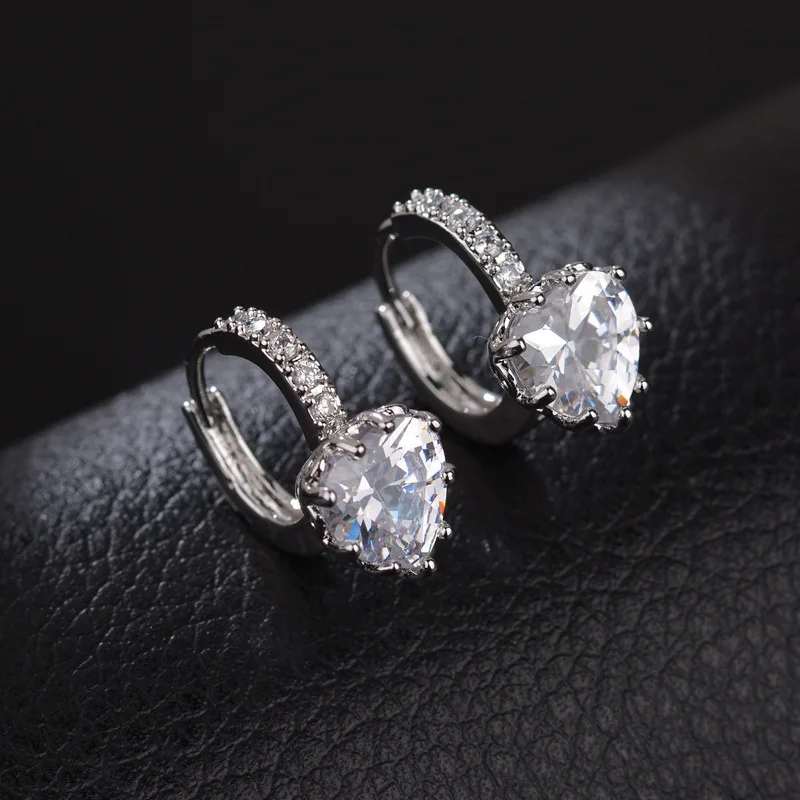

Love Colorful Treasure Green AAA Grade Zircon Inlaid Ear Buckle Earrings 925 Silver Free Shipping Designer Jewelry