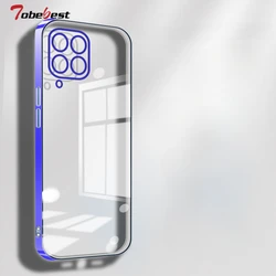 Clear Transparent Plating Silicone Case For Samsung Galaxy M54 M53 M51 M33 M14 M34 M31 M12 M22 4G 5G Square Soft Cover