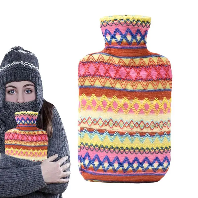 2L Winter Hot Water Bottle Knitted Cover Hot Water Bag For Hot And Cold Compress Warmer Bed Hand Feet Keep Warm