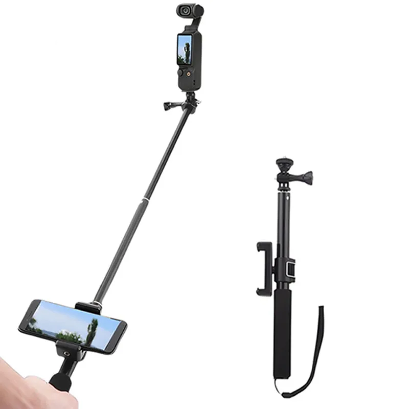 90cm/3.43in Adjustable Selfie Stick Aluminum Long Extension Pole for GoPro DJI Osmo Pocket 3 & Gopro 9 / 10 etc with 1/4