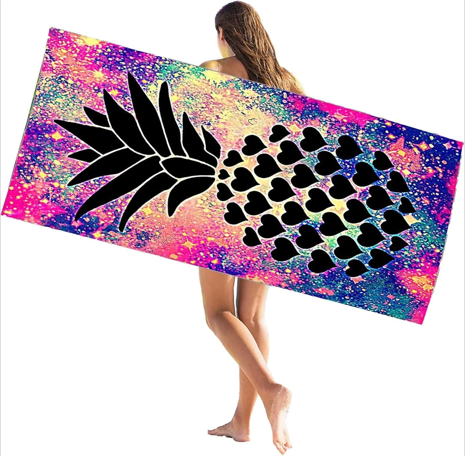 Pineapple arts Beach Towel for Family stuffs friends Gifts Quick-Dry Sand free For Bath Yoga Tourism Beach GYM Camping Swimming
