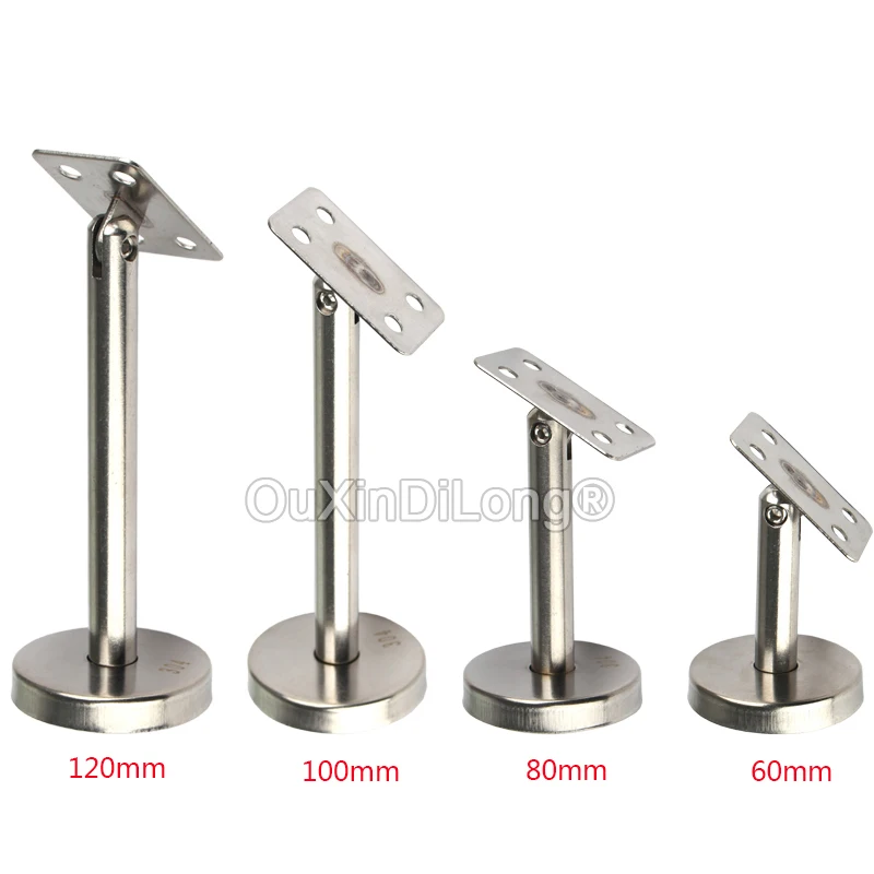 2PCS Stainless Steel Brackets Handrail Wall Floor Mount Straight Vertical Support Bracket Adjustable Stair Accessories GF1149