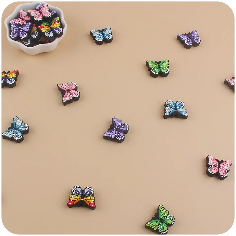 ABCPICK 3pc Off-road vehicle Silicone Bead Colored Butterfly Cartoon Bead Food Grade DIY Pacifier Chain Jewelry Accessories