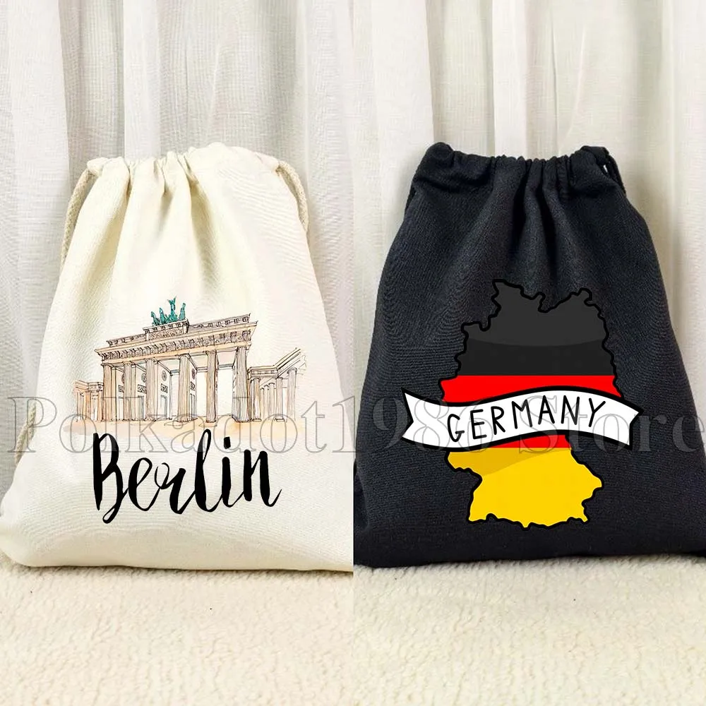 ميونيخ برلين ألمانيا ألمانيا العلم خريطة هدايا مخصصة قماش الرباط حقيبة كرة القدم على ظهره الصالة الرياضية Sackpack حقيبة سلسلة القطن