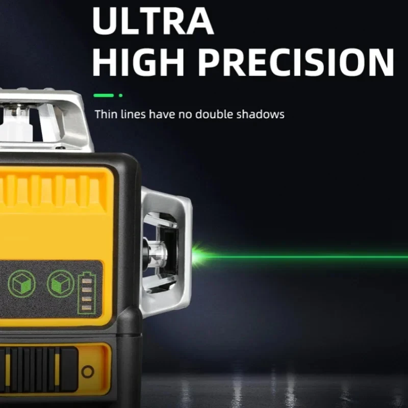 2025 New 12V Lithium Battery Laser Marking Instrument 3-Sided 360° 12 Line Green Laser Level Vertical Self Level