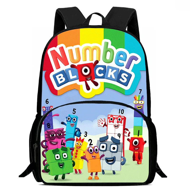 Numberblocks student backpack: High appearance level, large capacity, spine support, Oxford cloth, lightweight backpack