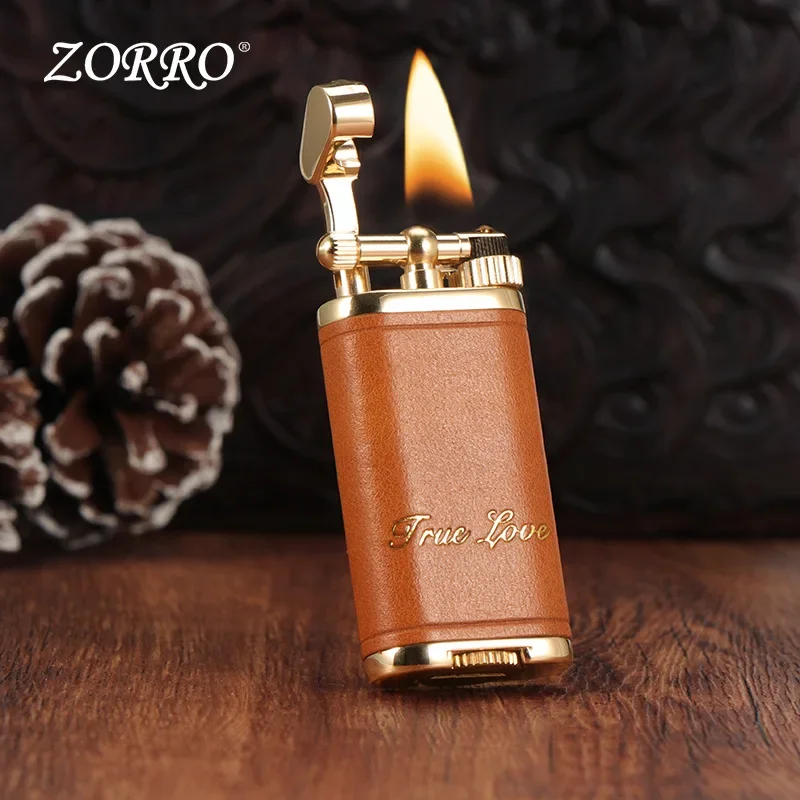 ZORRO Handmade Leather Kerosene Lighter, Old-fashioned Retro Lifting Arm Lighter, High-end Gift for Boys and Girls