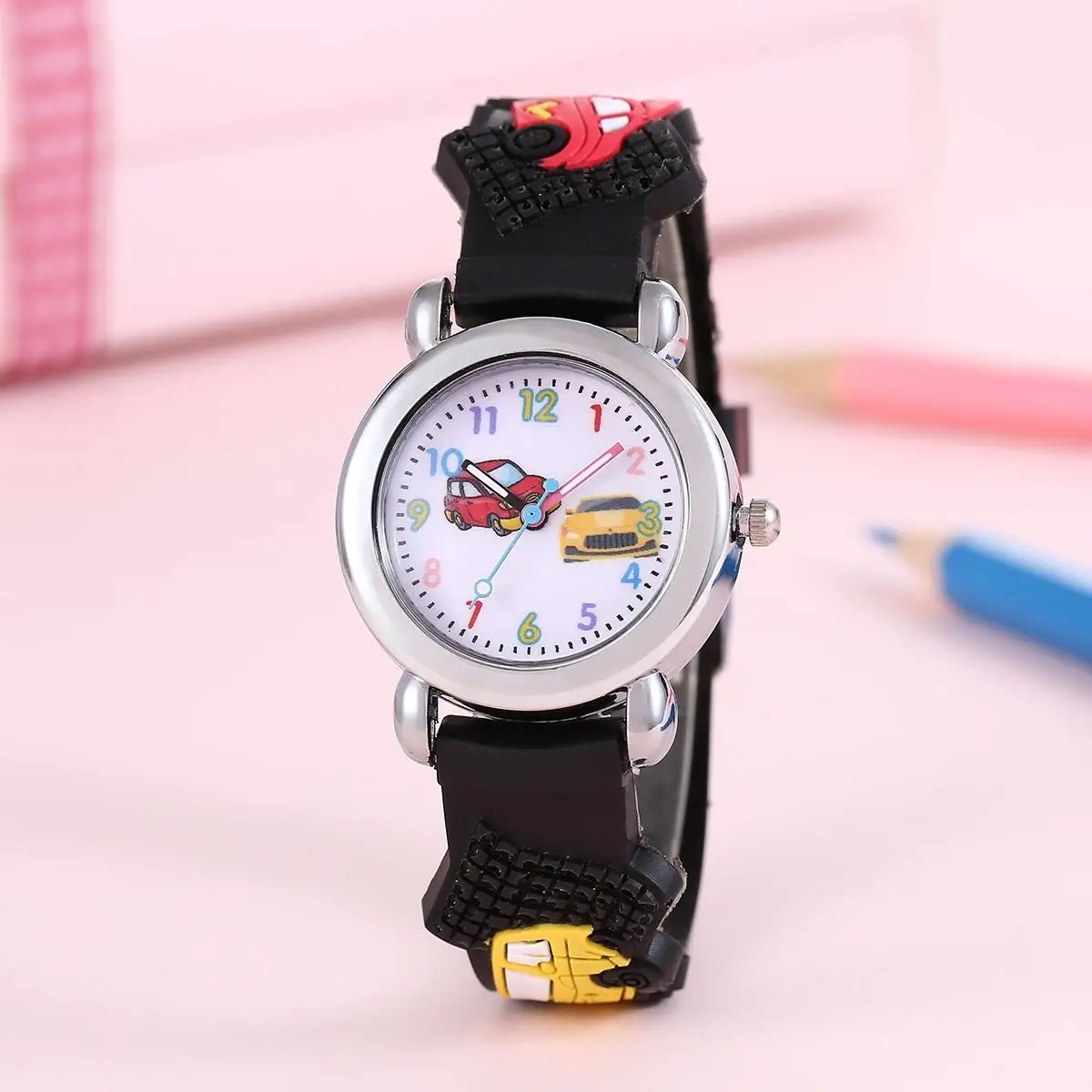 New Fashion Colorful Cartoon Car Student Children\'s Watch Quartz Watch Electronic Watch