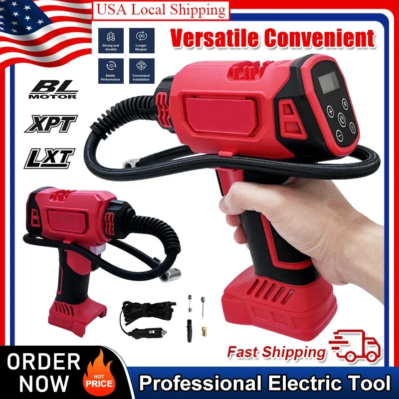 

Fit Milwaukee 18V Battery Cordless Electric Air Pump Car Tire Automatic Inflator Handheld Air Compressor Rechargeable
