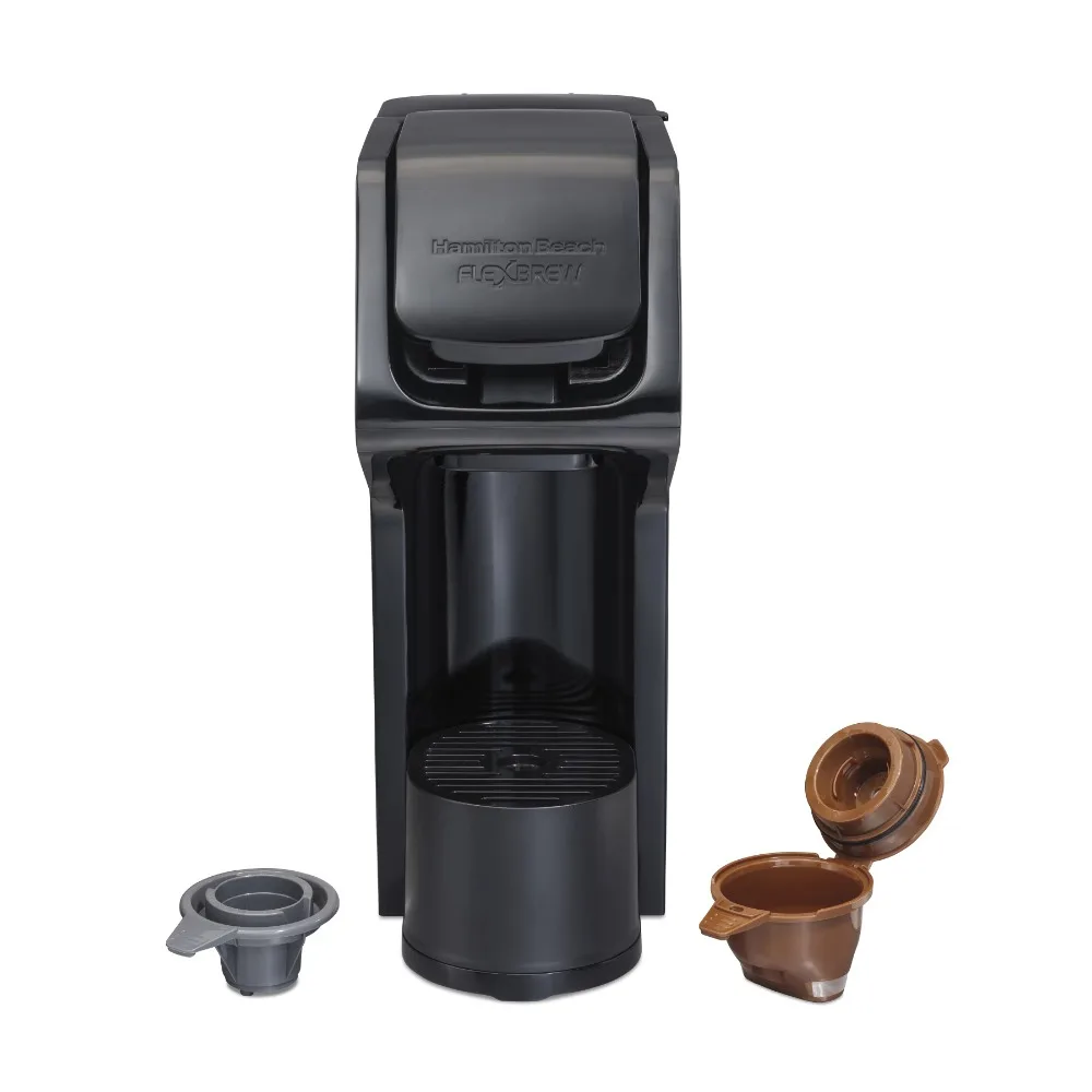 

Single-Serve Coffee Maker, Black, Capacitive-Touch Controls, Compatible with Pod Packs and Grounds, 14 oz