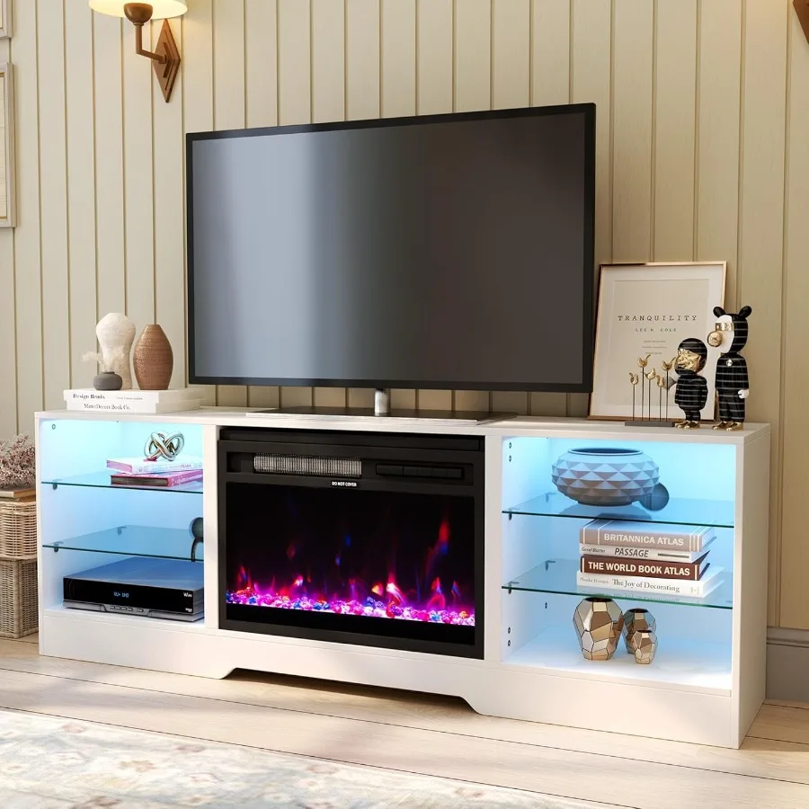 

Подставка для камина с 23 каминами Электрическая каминная ТВ-консоль для телевизоров до 75 светодиодных фонарей Развлечения из дерева и стекла Cen