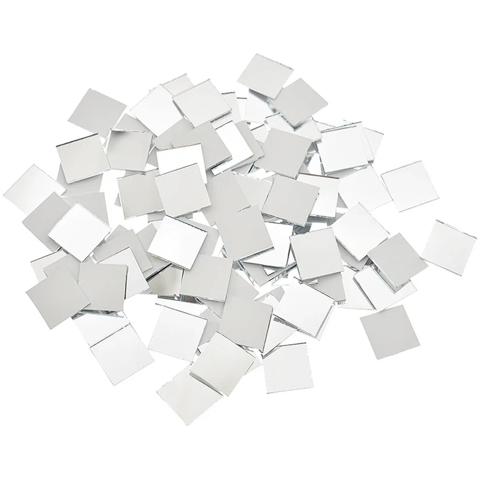 100PCS 20X20MM Mirror Glass Mosaic Tiles Round Diamond Square Mini Adhesive Sticker Decal DIY Disco Ball Glass Mirror Stickers