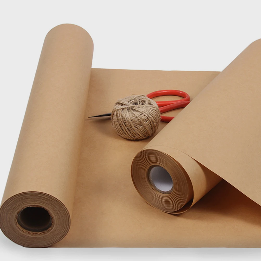 

1 Roll Brown Kraft Paper 38cmx50m Wood Pulp DIY Craft Wrapping Paper for Gifts Flowers Bulletin Board Art Painting