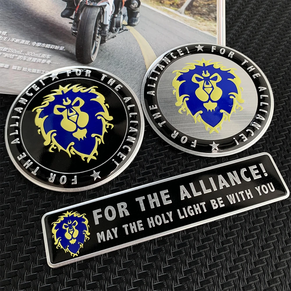 3D Aluminium World of Warcraft Alliance Motorcycle Stickers Alliance Horde WOW Badge Car Motorcorss Decals