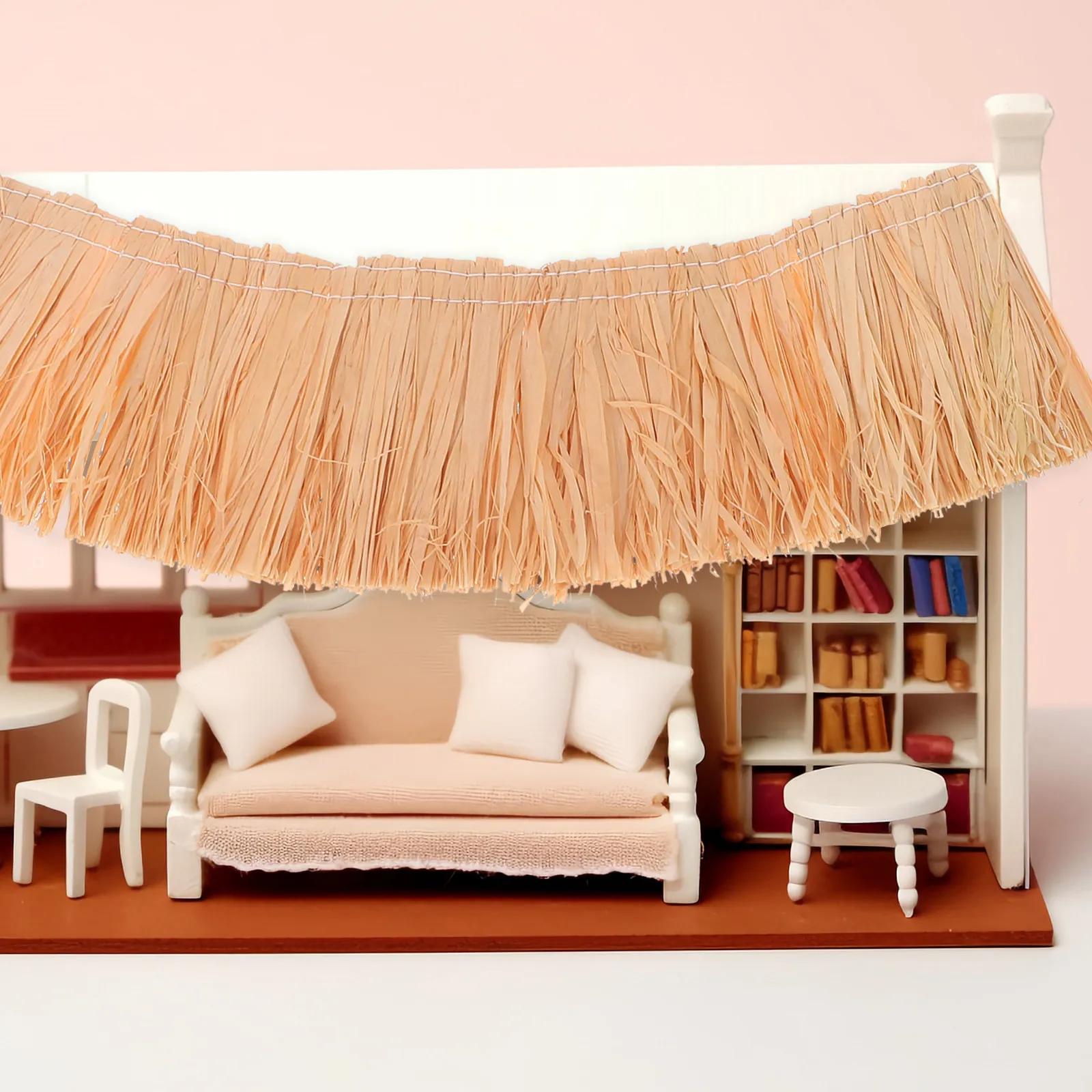 

6Pcs Artificial Thatch Roofing Miniature Natural Straw Roll Faux Thatch Roof for Fairy Garden DIY Landscape Decorative Hay