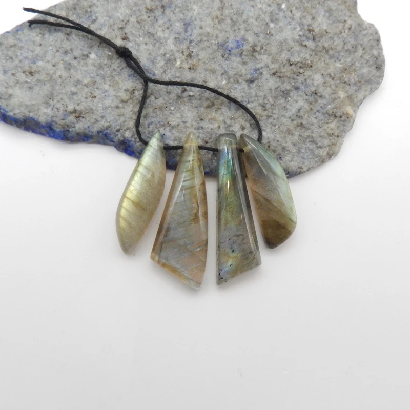 

Natural Gemstone Labradorite 35x12x5mm 27x8x4mm 10.1g Nugget Beads Set for DIY Jewelry Making Craft Necklace Pendant Supplies