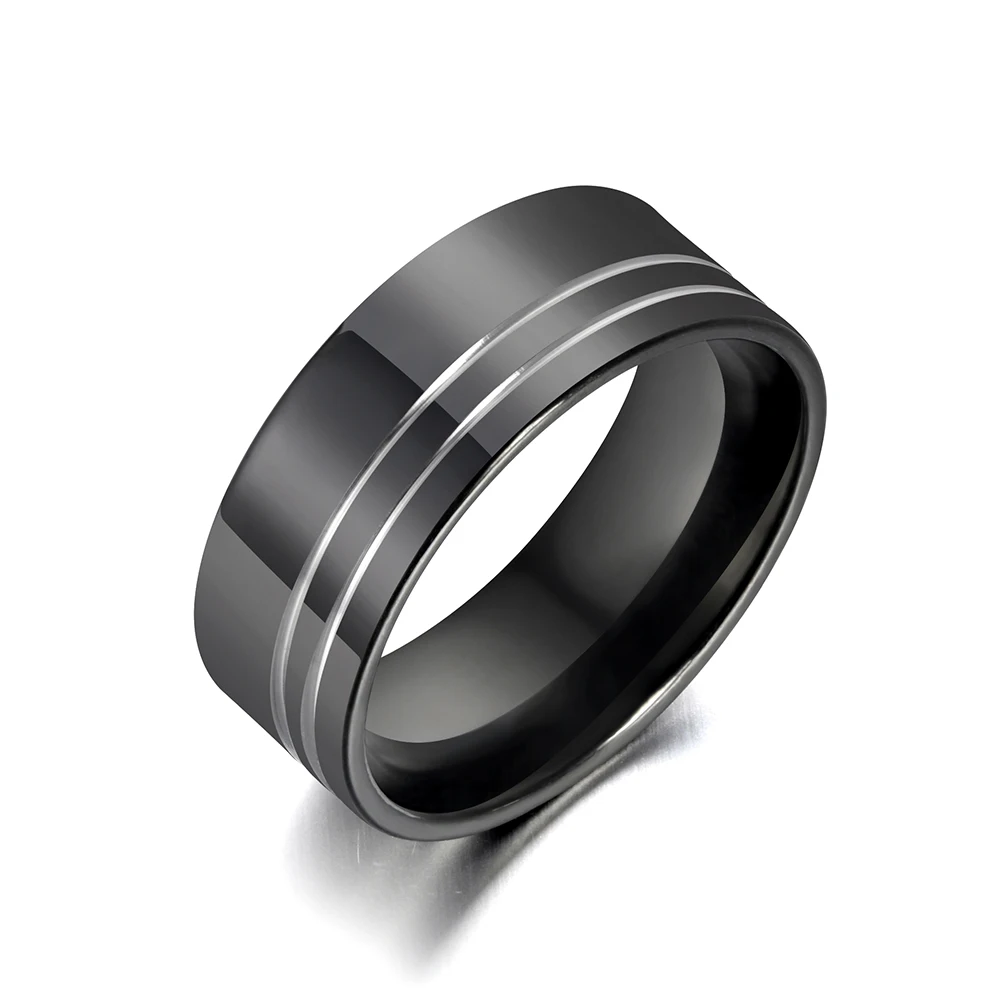 New Black Color Stainless Steel Ring For Women Men Simple Couple Titanium Steel Wedding Ring Jewelry Drop Shipping Anneau R18124