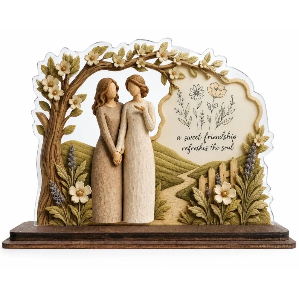 Acrylic Wood Friend Gift for Women Sincere Desk Shelf Decor Friendship Keepsake Decor Thoughtful Friends Birthday Gifts