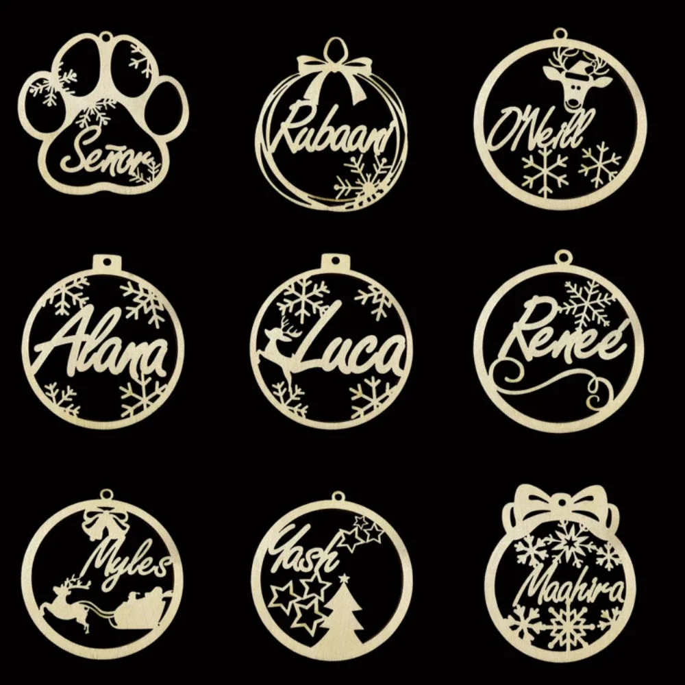 מותאם אישית כדור שלג פתית לחג המולד מותאם אישית גזור שם שונה קישוט חג המולד תליית תגי עץ מתנה